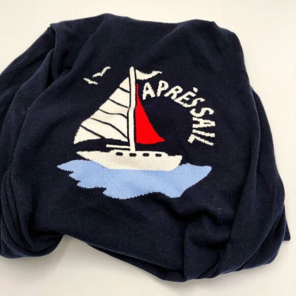 Talbots Apres Sail Blue Open Graphic Nautical  Sweater Size M - Picture 9 of 13